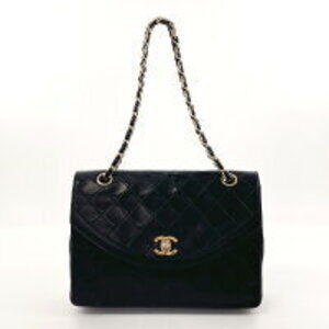 CHANEL Matelasse Chain Shoulder Bag Black Lambskin